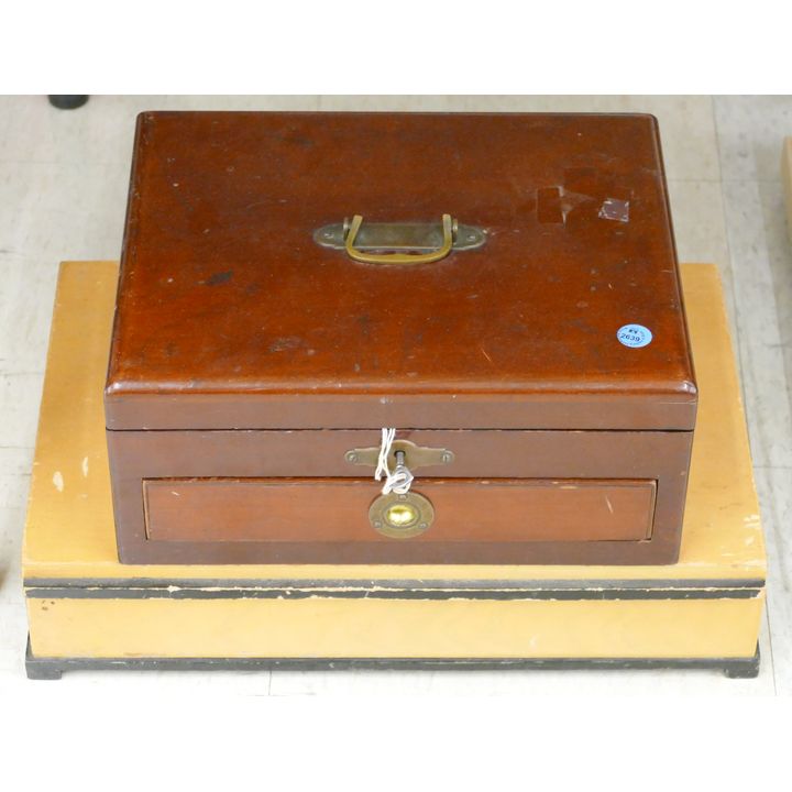 2pc Vintage Wood Silverware Boxes - Largest 4'' x 17'' x 11''