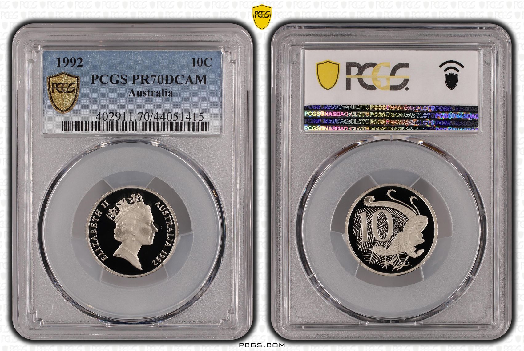Elizabeth II, Ten Cent, 1992, PCGS PR 70DCAM