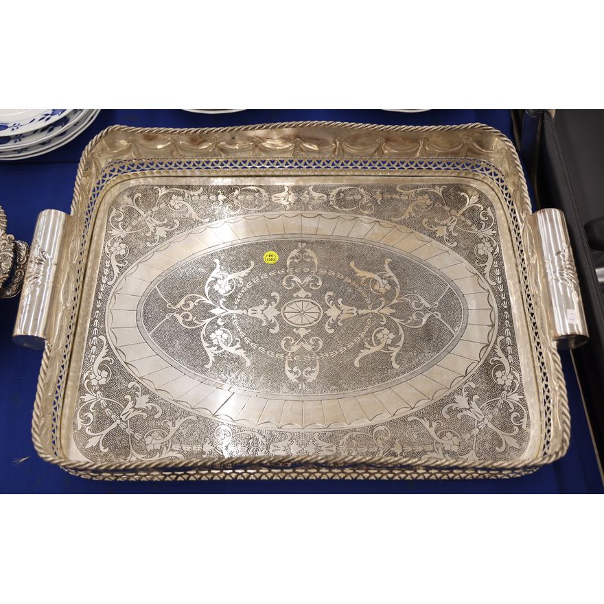 Ornate Silverplated Large Serving Tray 24''