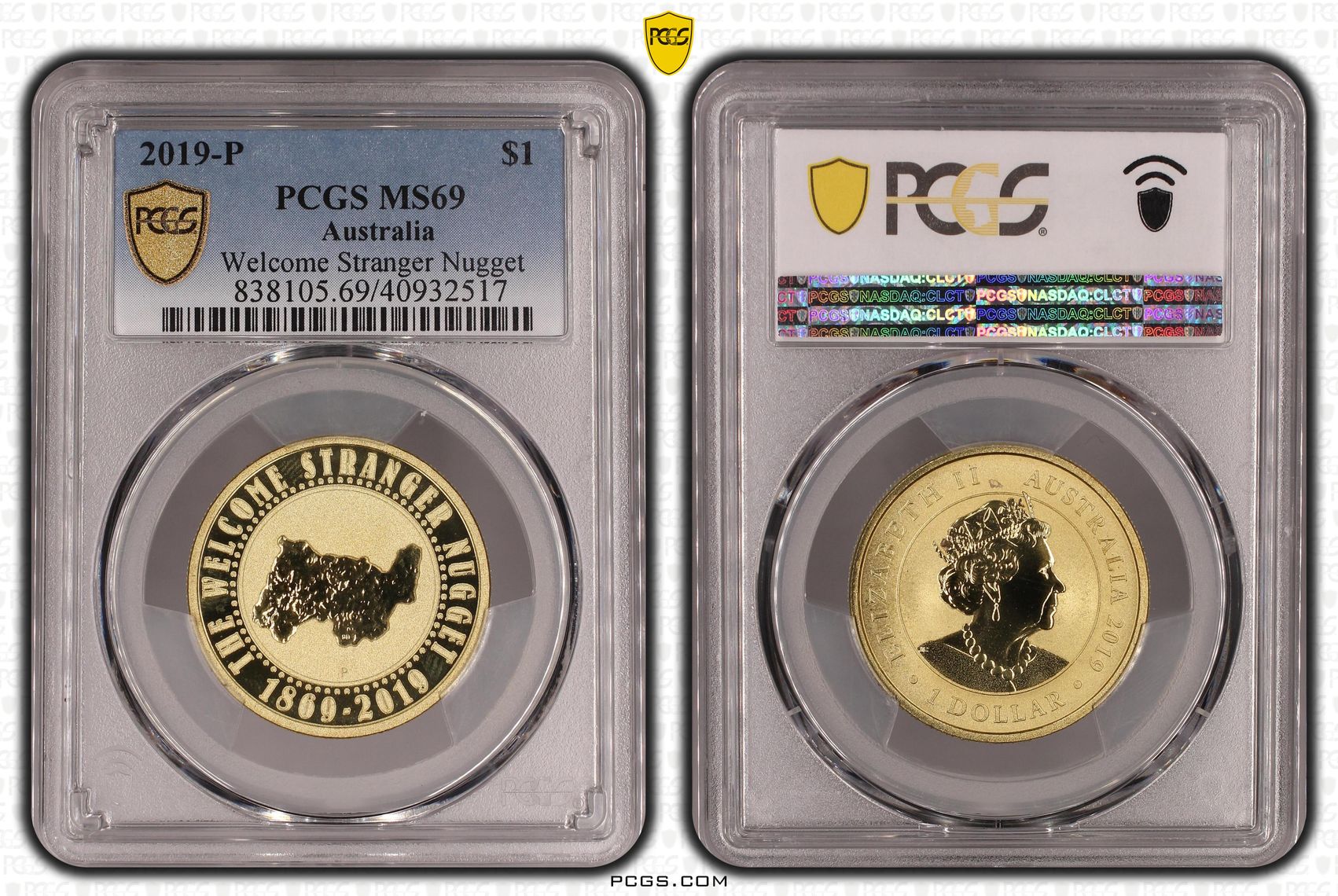 Welcome Stranger Nugget, One Dollar, 2019-P, PCGS MS69