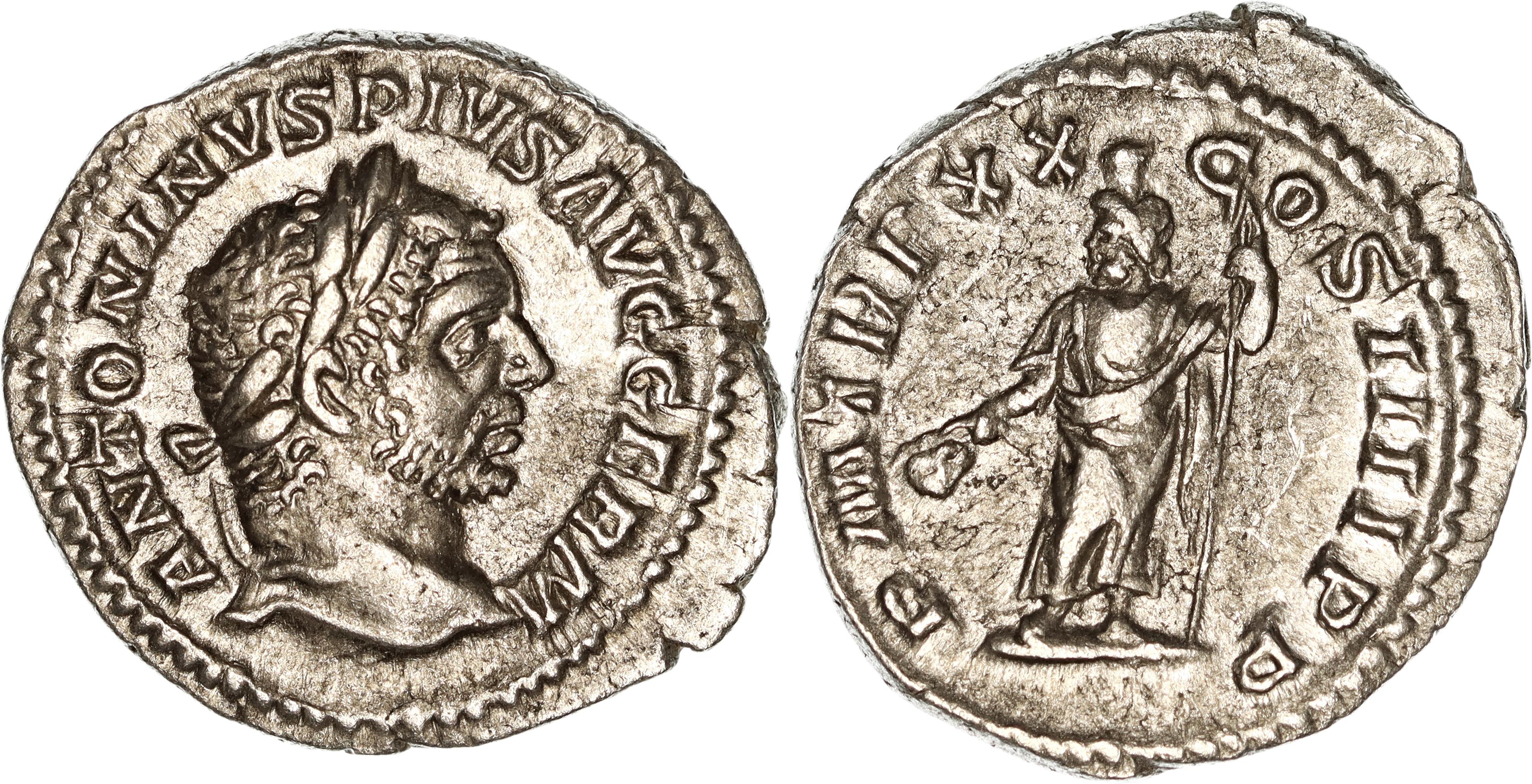 Roman Empire, Caracalla, Silver Denarius, 217 AD, gVF