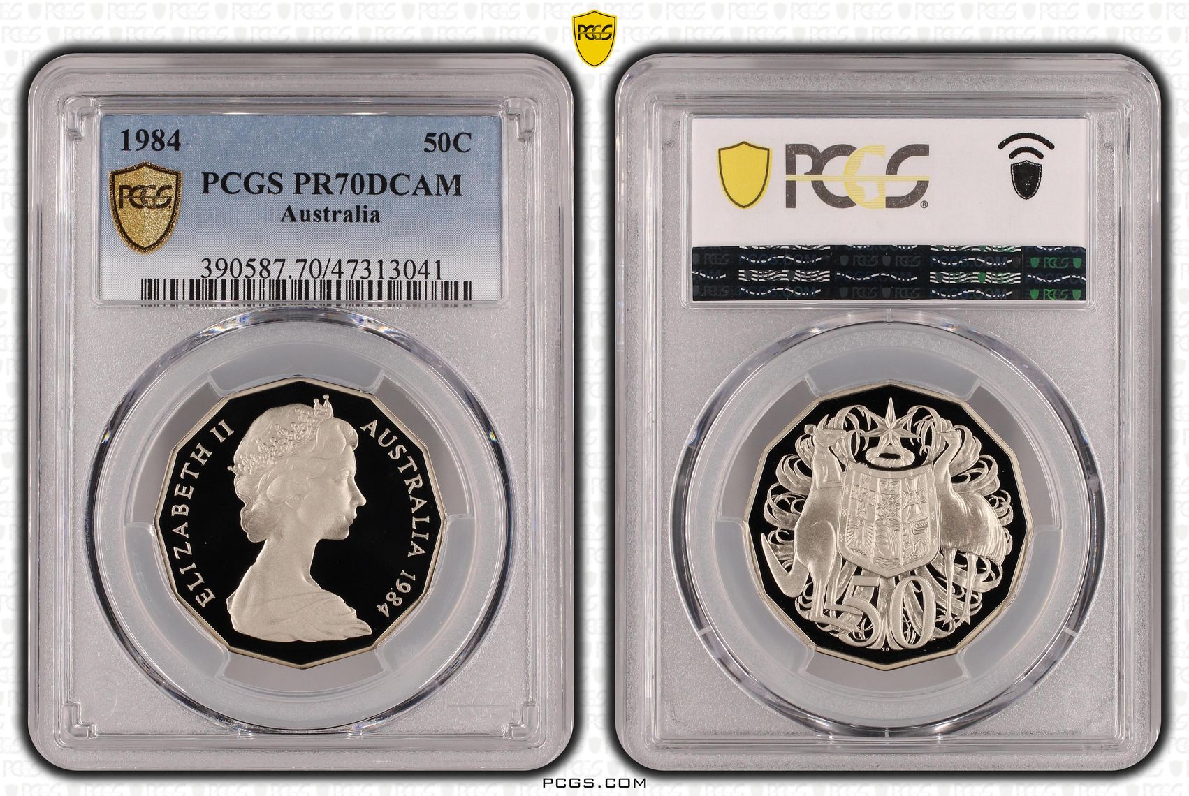 Elizabeth II, Pop 13/0, Fifty Cent, 1984, PCGS PR70DCAM