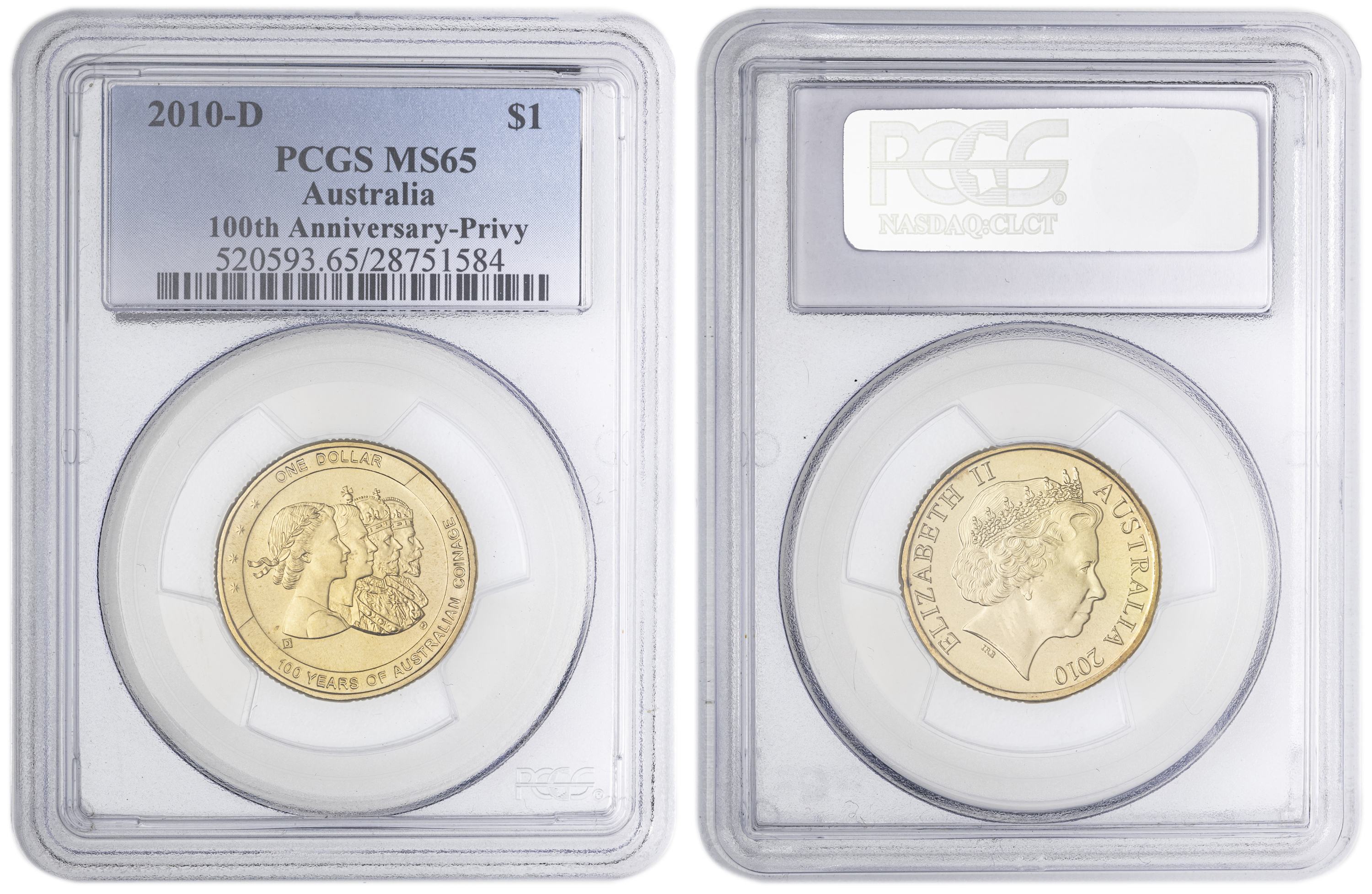 100th Anniversary-Privy , One Dollar, 2010-D, PCGS MS65