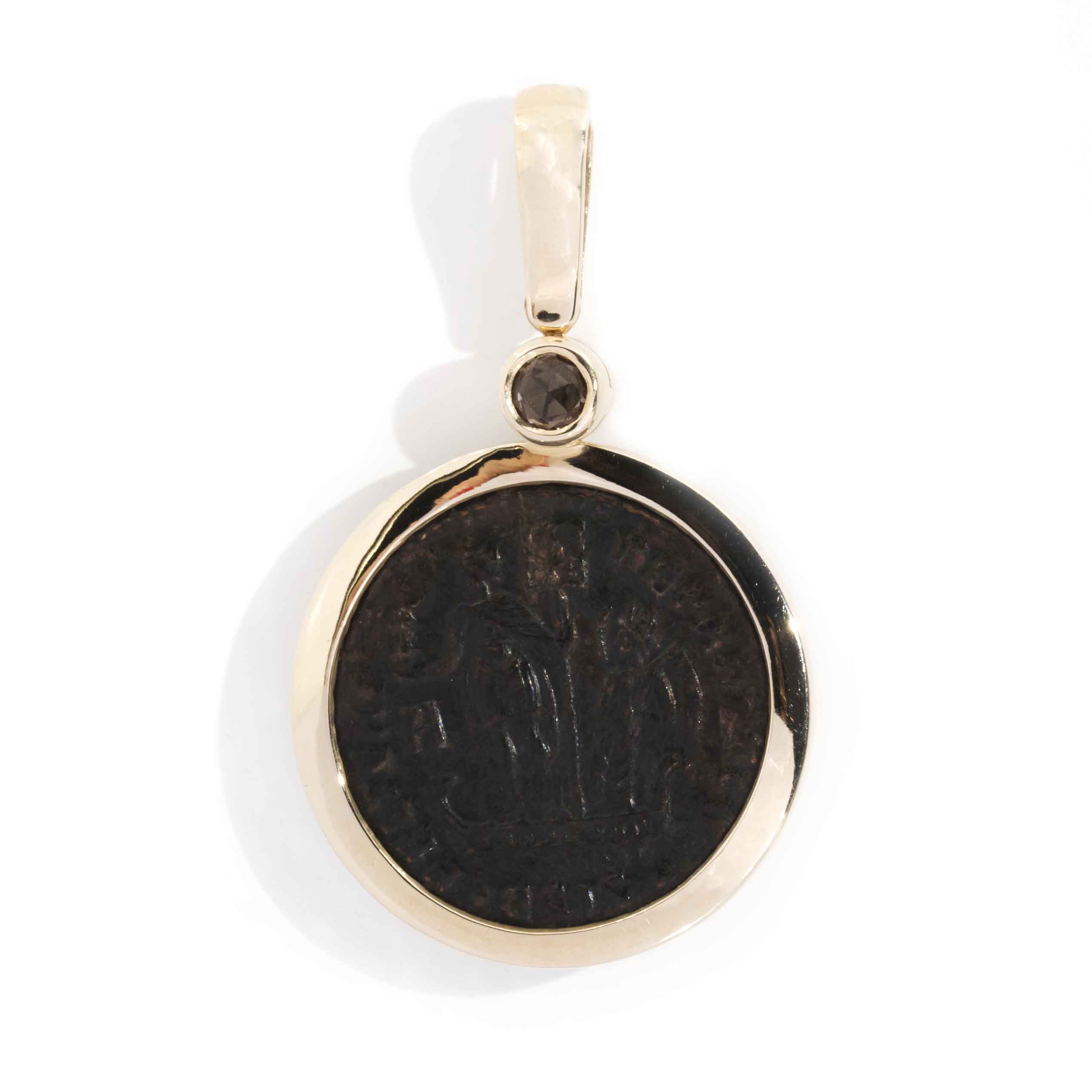 170 · Constantius II & Victoria Ancient Coin 9 Carat Gold Pendant
