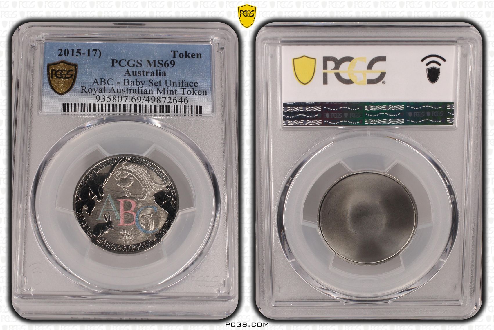 Elizabeth II, ABC - Baby Set Uniface Ag Royal Australian Mint Token , Token, 2015, PCGS MS69
