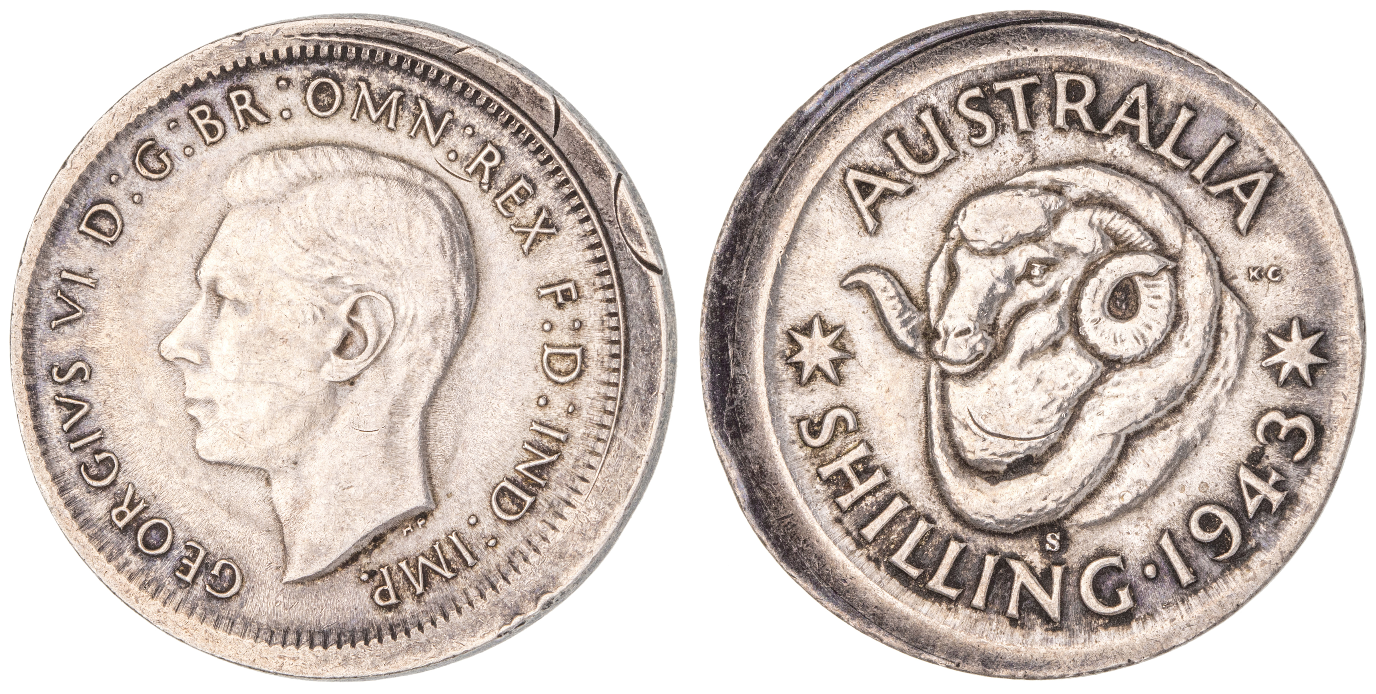 George VI, Shilling, 1943-S, aEF