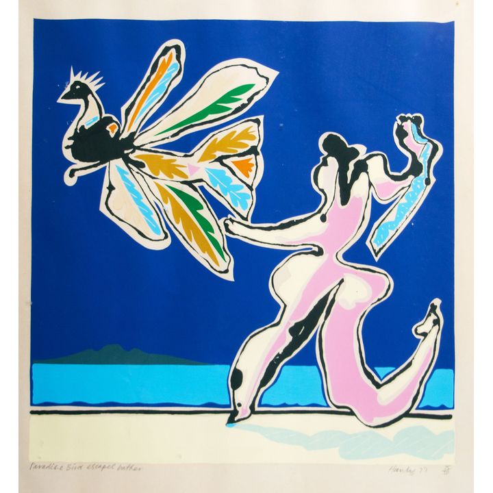 Pat Hanly 'Paradise Bird Escapes Bather'