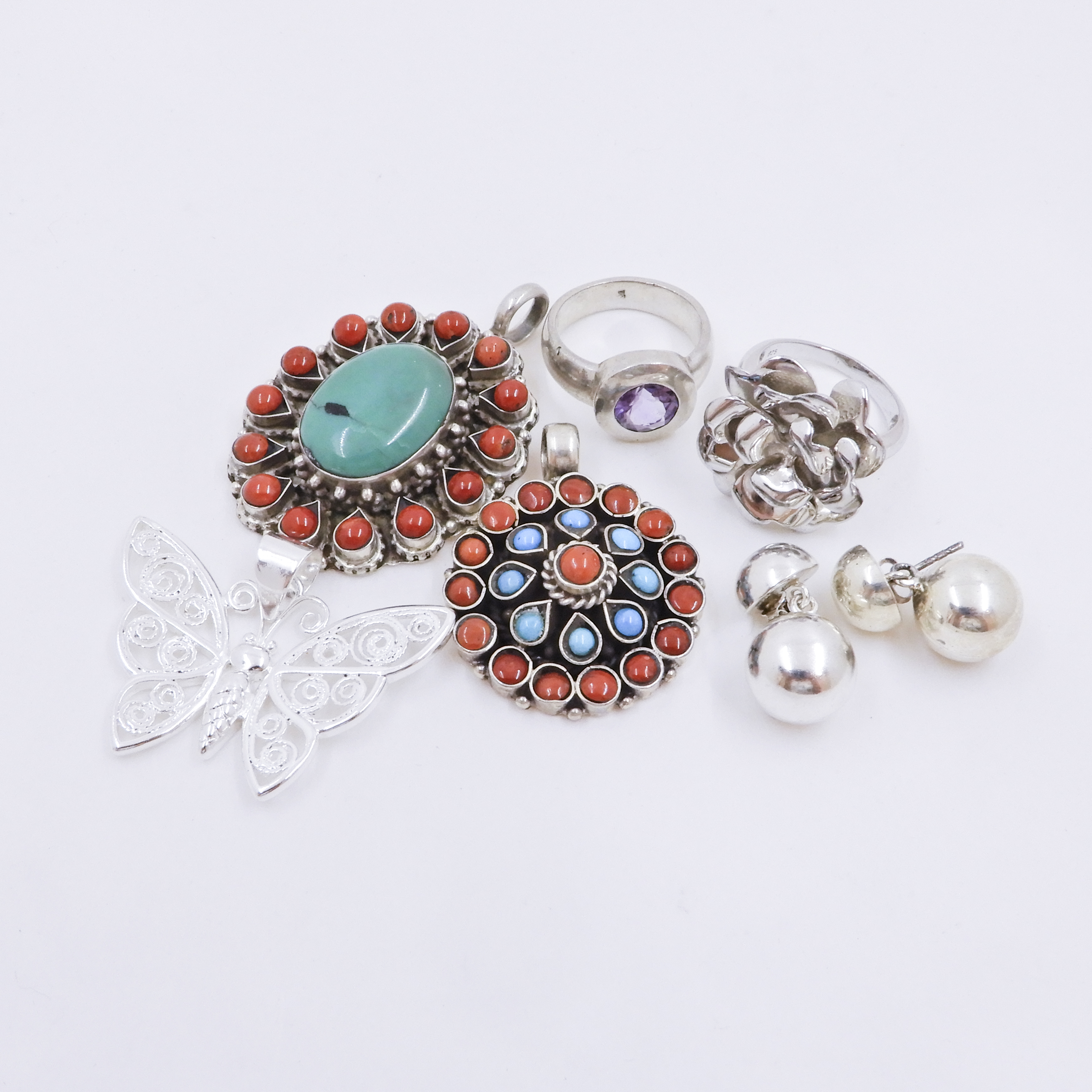 344 · 6 Piece Sterling Silver Lot 69g