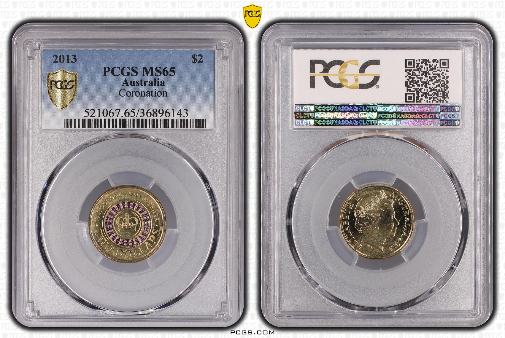 2013 Australia Two Dollar, $2 Coronation PCGS - MS65 -143