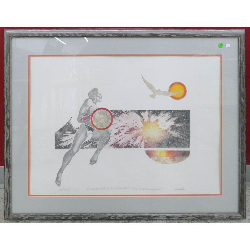 James Rome ''Morning Sun'' Artist Proof Embossed Etching Framed 29''x37''