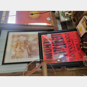 Framed live entertainment poster and vintage Madonna poster