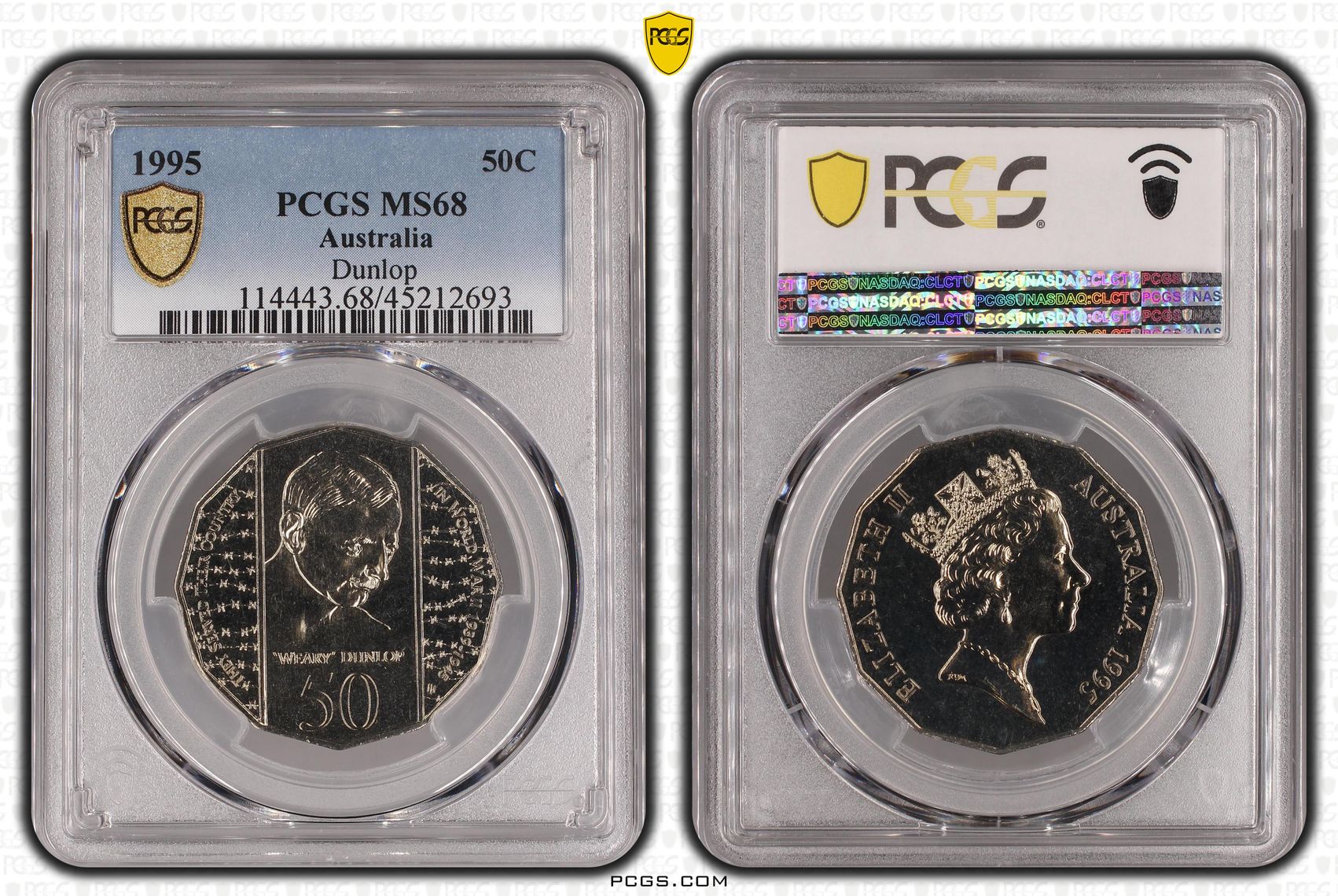 Elizabeth II, Dunlop, Fifty Cent, 1995, PCGS MS 68