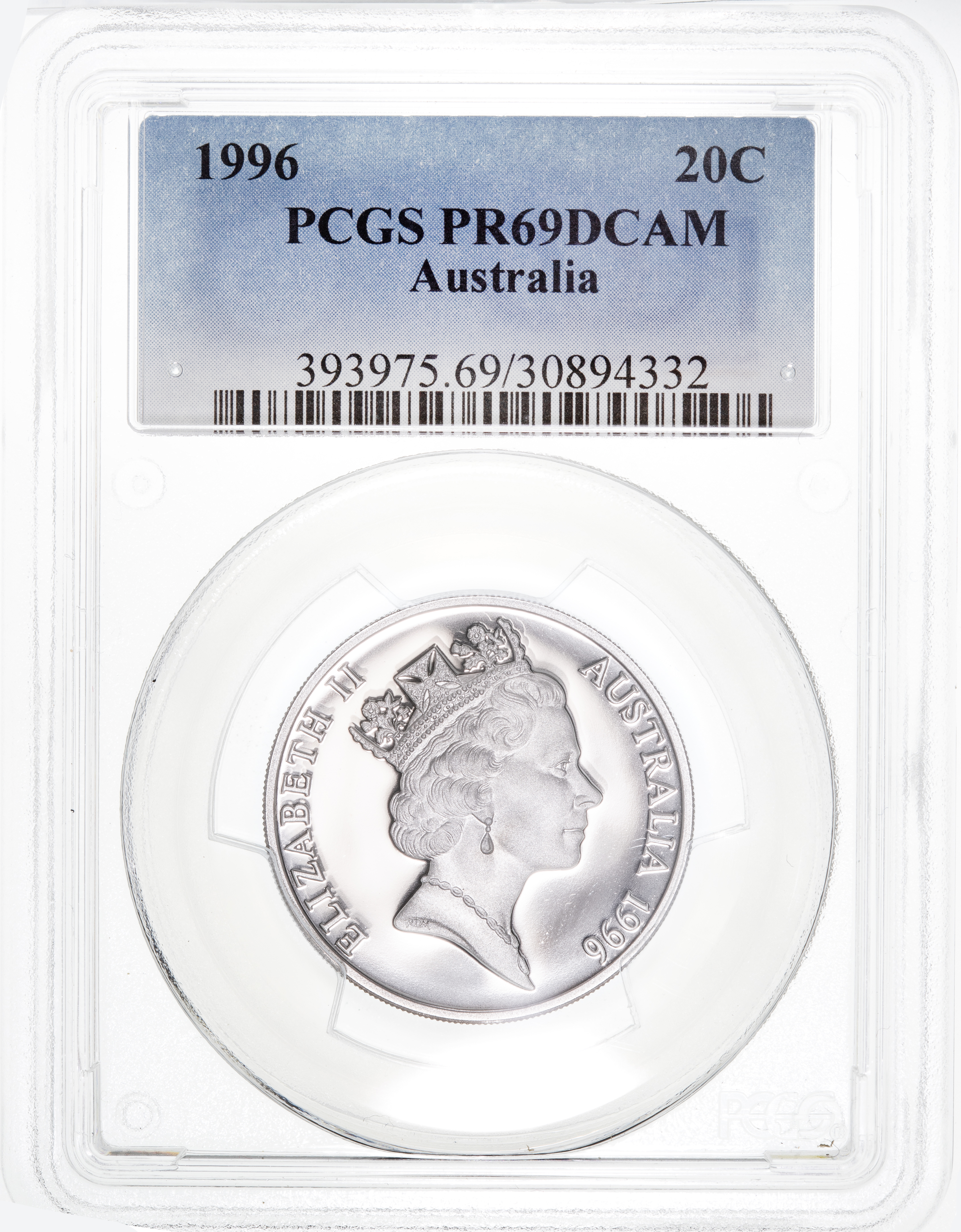Twenty Cent, 1996, PCGS PR69DCAM