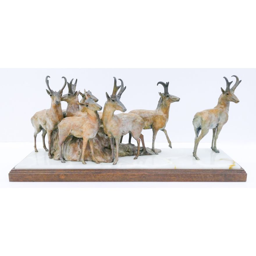 Sherry Salari Sander ''Antelope at Ingomar'' 1989 Bronze