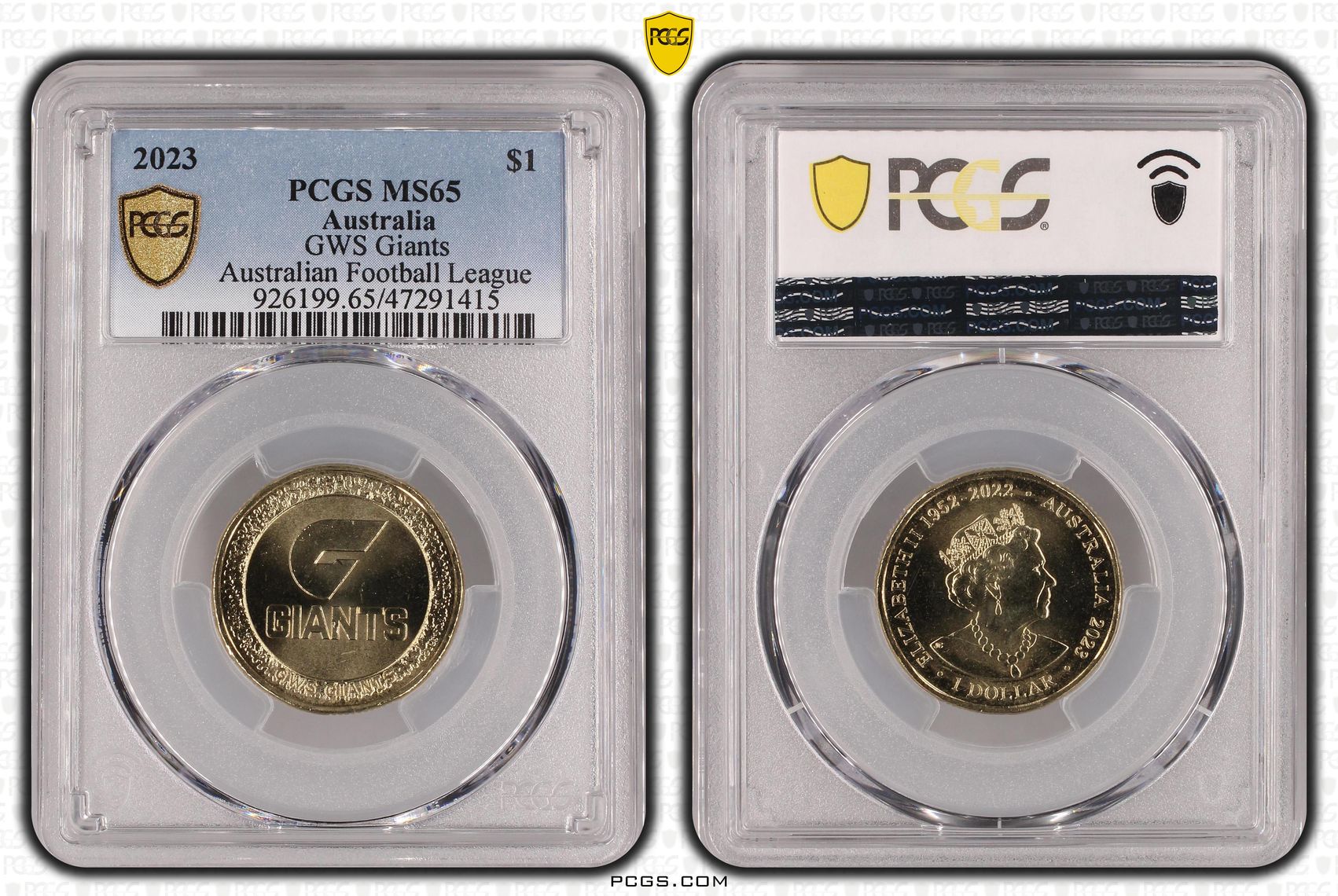 Elizabeth II, AFL- GWS Giants , One Dollar, 2023, PCGS MS65