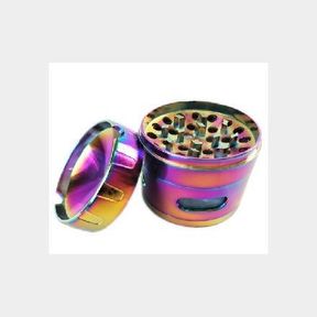 DRY HERB GRINDER CRUSHER 4 STAGE ASH TRAY LID 60MM LARGE IRIDESCENT - 51230/11567