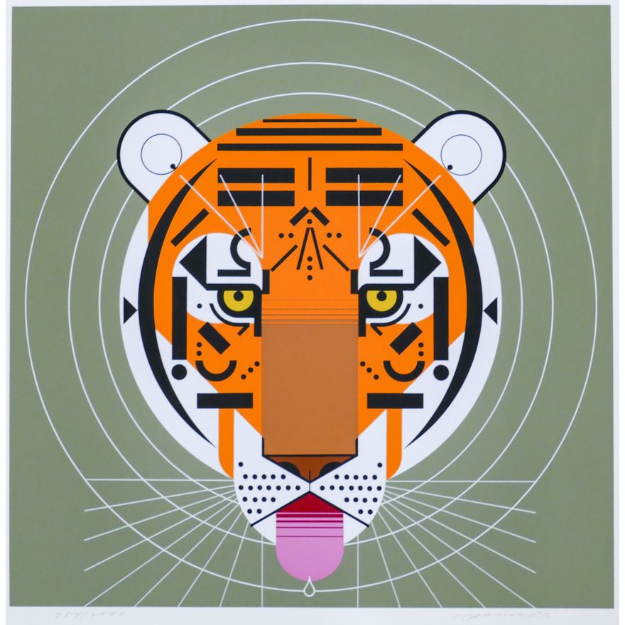 Charley Harper ''Cool Carnivore'' 1979 Serigraph