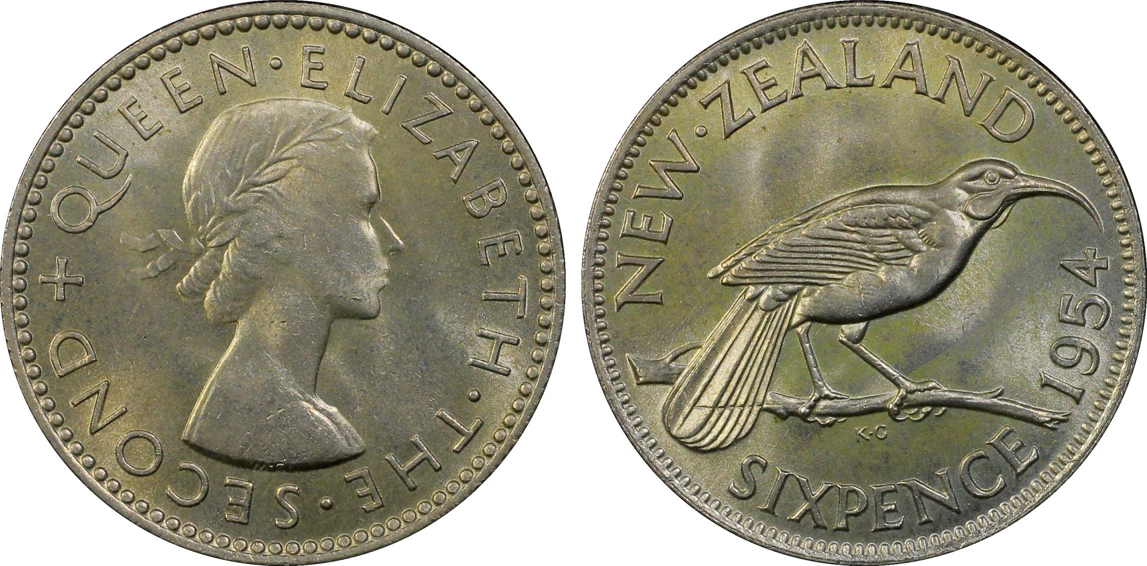51 · New Zealand, Sixpence, 1954, PCGS - MS64