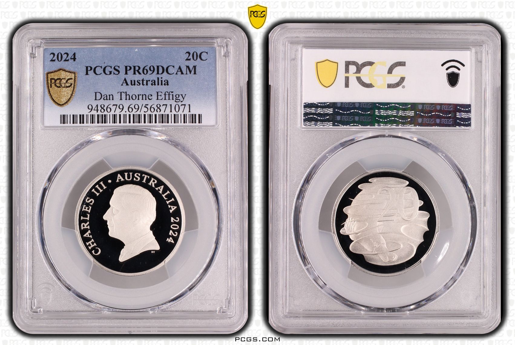 Dan Thorne Effigy, Twenty Cent, 2024, PCGS PR69DCAM
