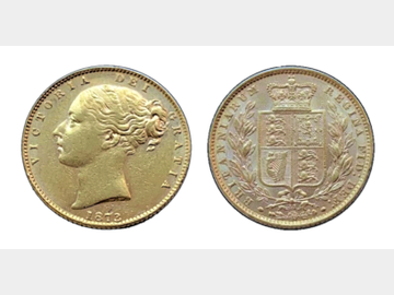 1873 VICTORIA YOUNG HEAD SHIELD #DIE 17 GOLD SOVEREIGN