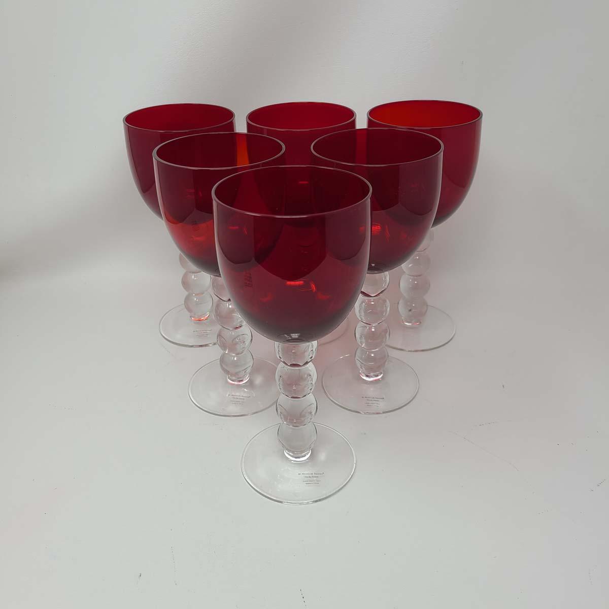 Collectable Set 12 Vintage BRASS Goblets / 6 Red, 6 White Wine Glasses - EK  S85