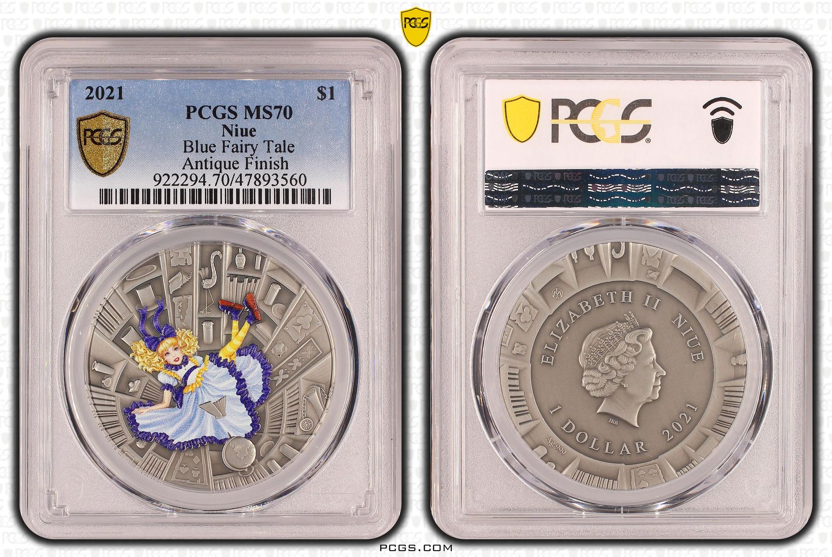 Niue, Blue Fairy Tale, POP 2/0, One Dollar, 2021, PCGS MS70