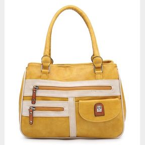 L&H LADIES 2ZIP POCKET YELLOW HANDBAG - 51626/2764