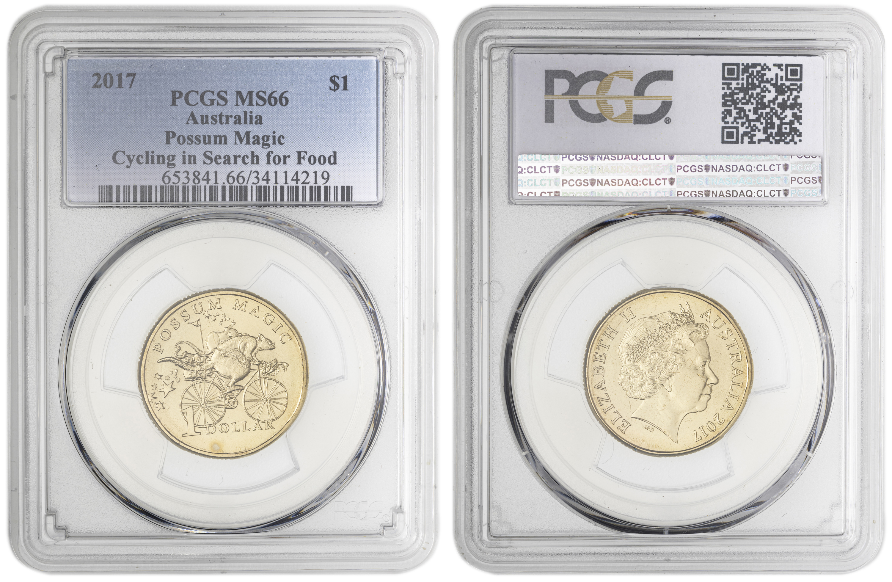 Possum Magic - Cycling in Search for Food , One Dollar, 2017, PCGS MS66