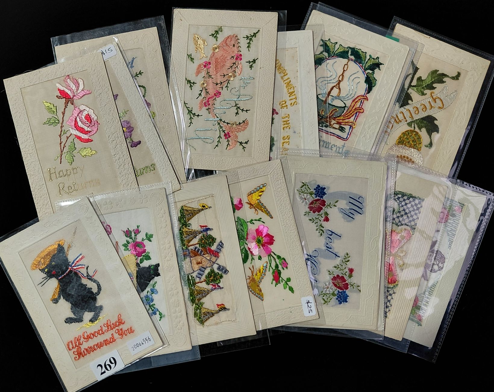 269 · SILK POSTCARDS - GREETING
