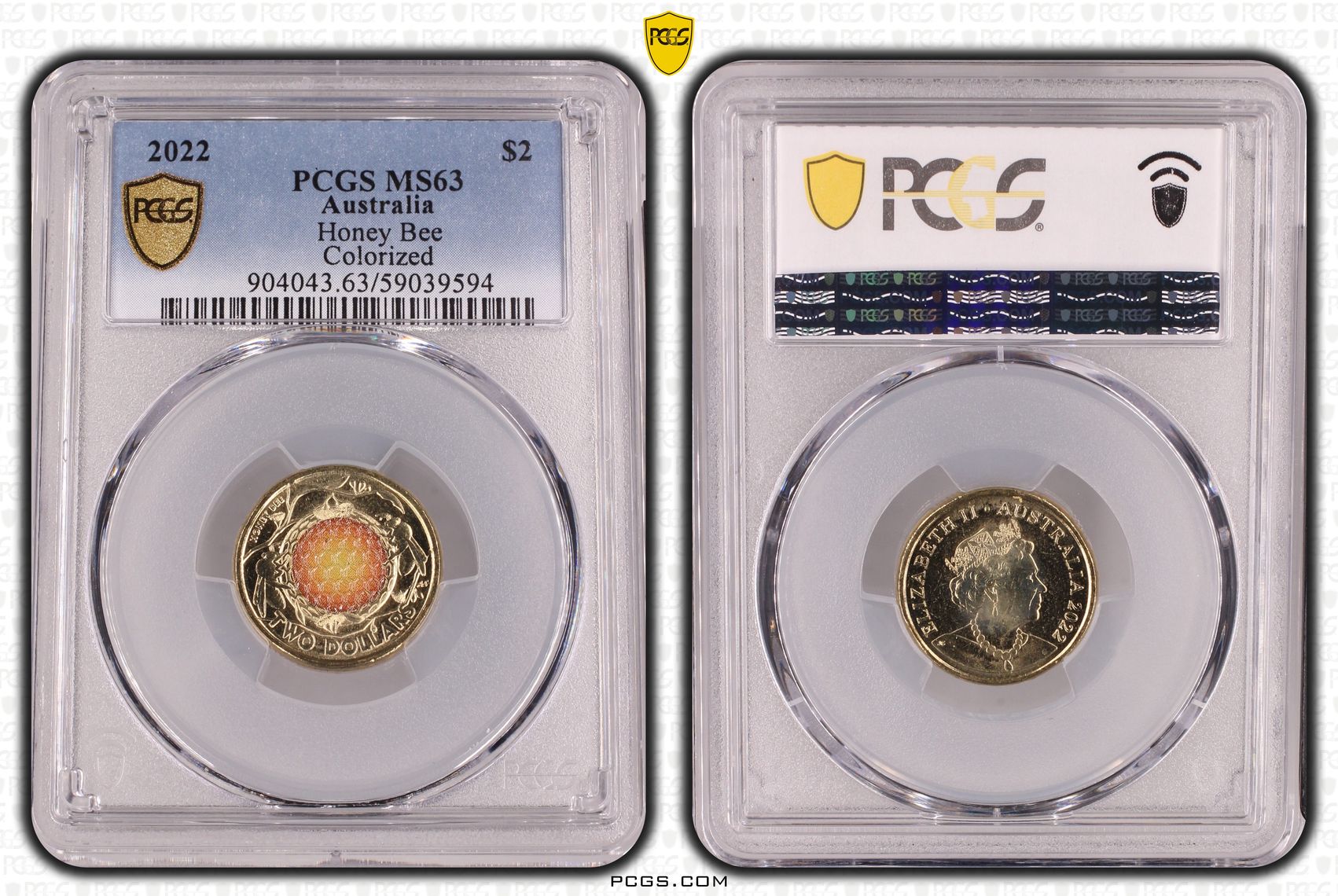 Honey Bee Colorized, Two Dollar, 2022, PCGS MS63