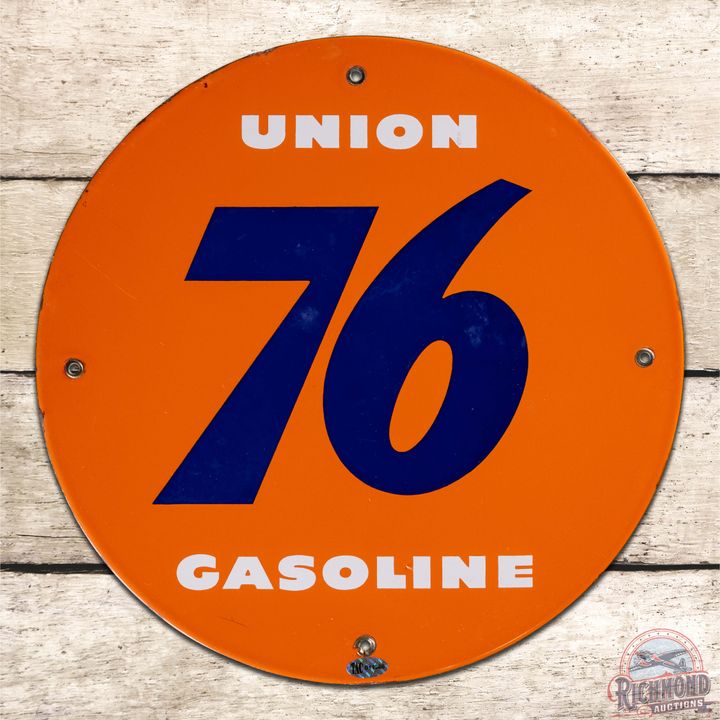 Union 76 Gasoline Single Sided Porcelain Pump Plate Sign