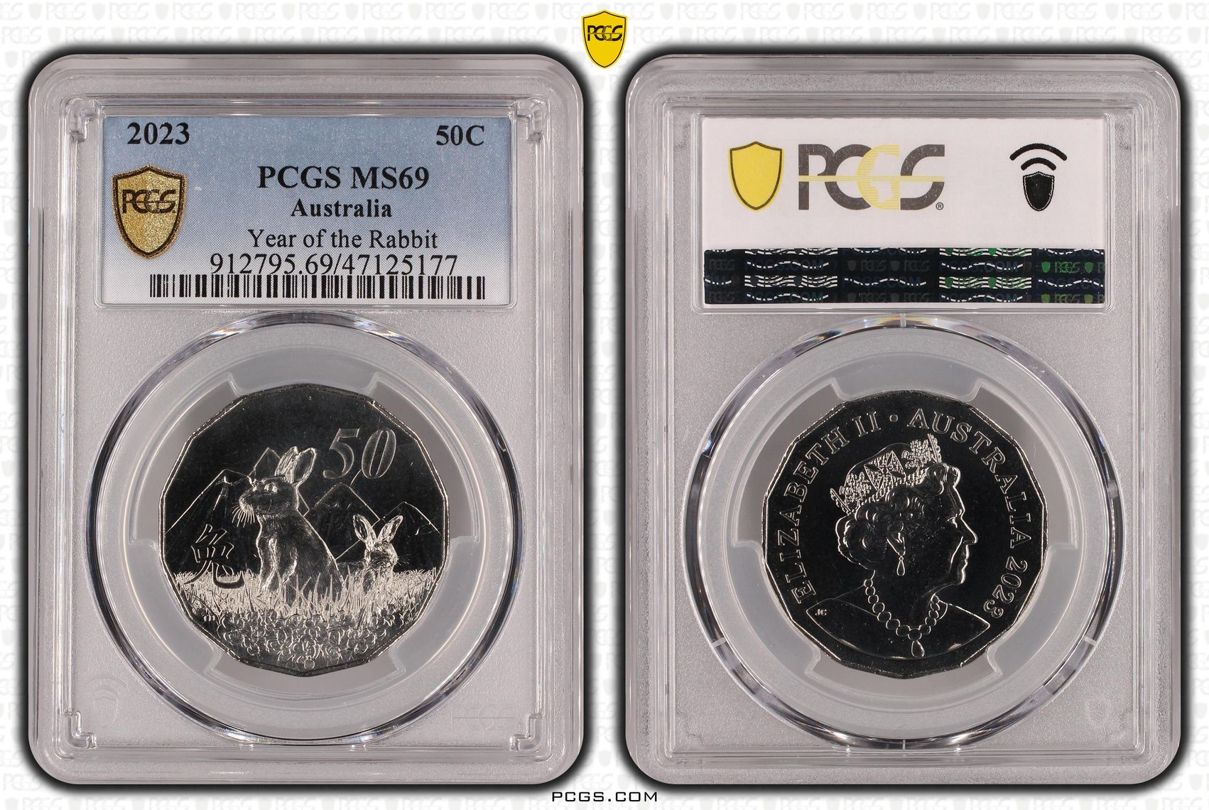 Elizabeth II, Year of the Rabbit, Fifty Cent, 2023, PCGS MS69