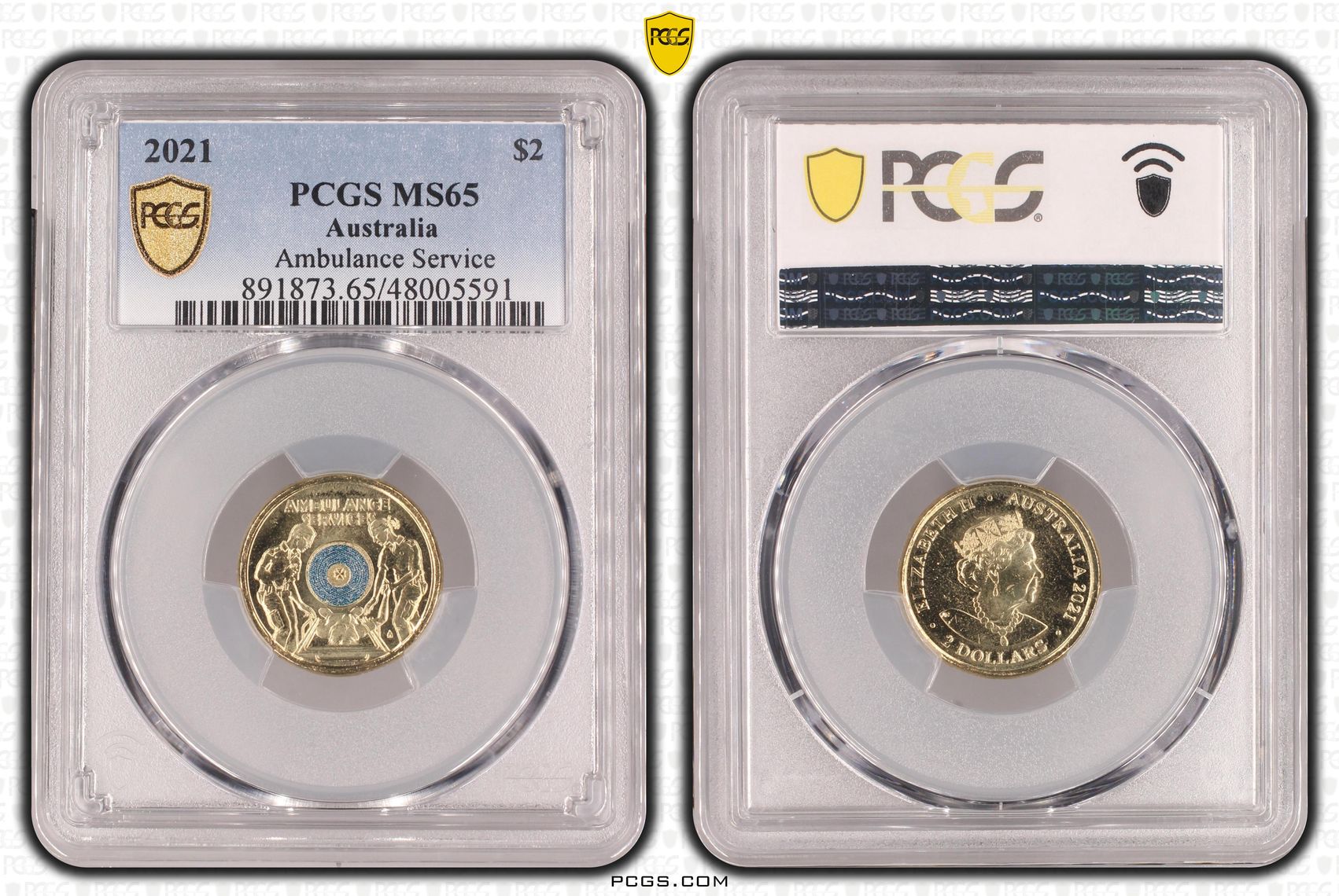Ambulance Service Colourised, Two Dollar, 2021, PCGS MS65