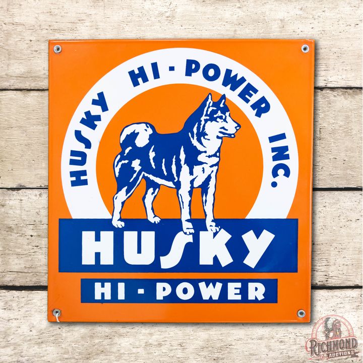 Husky Hi-Power Inc. Single Sided Porcelain Pump Plate Sign (Large) TAC 9.5