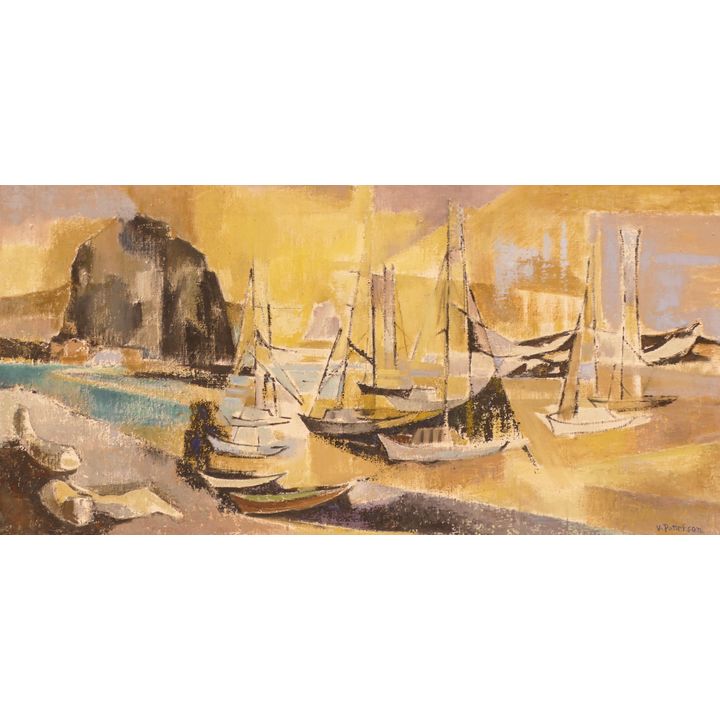 Viola Patterson ''Beach Boats'' 1960's Oil