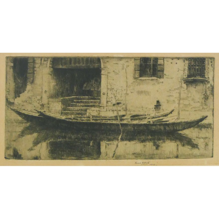 Ernest David Roth 'A Quiet Canal (Venice Series)' Etching, 1905.