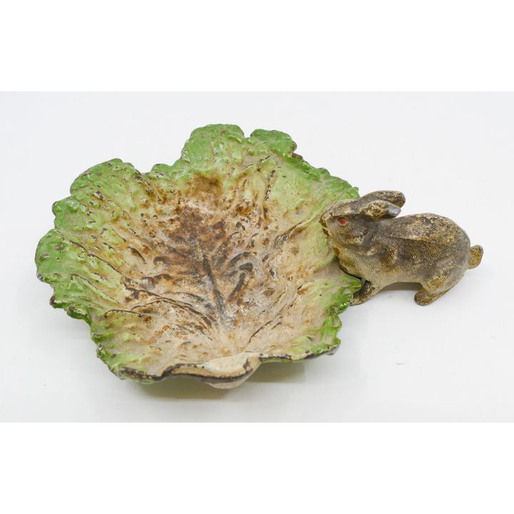 Antique Bradley & Hubbard Rabbit with Leaf Dish 6''