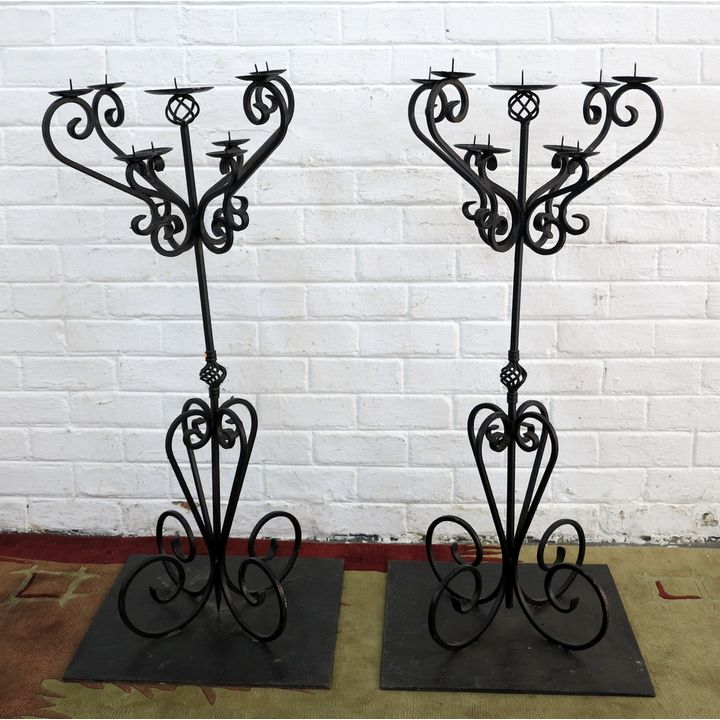 PAIR OF STANDARD METAL CANDLE HOLDERS