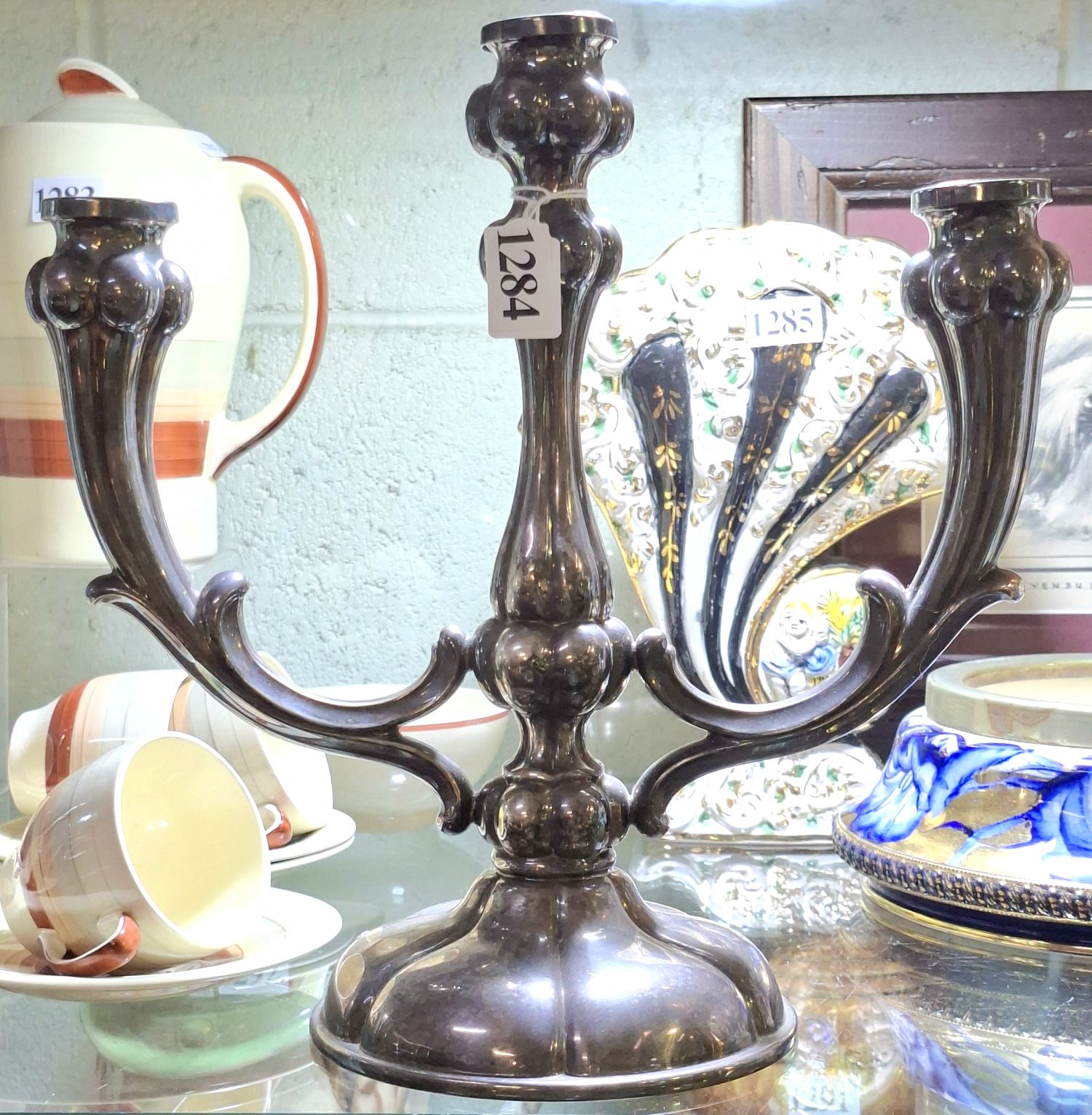 1284 · SILVER PLATE CANDELABRA