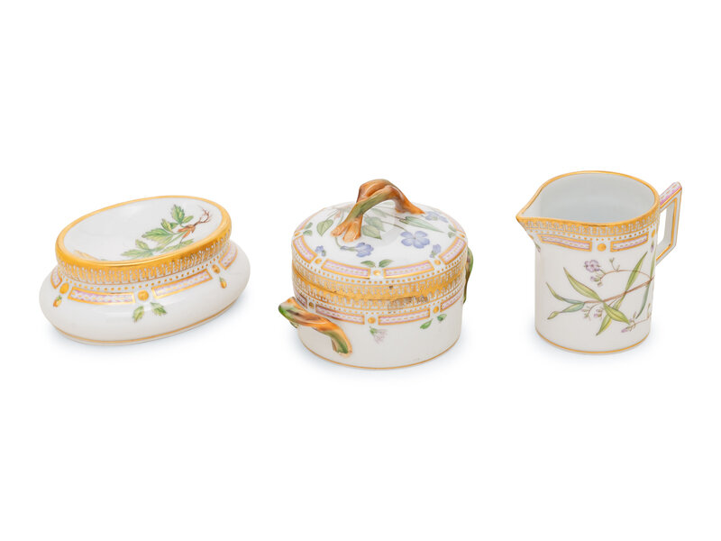 A Group of Royal Copenhagen Flora Danica Porcelain Table Articles