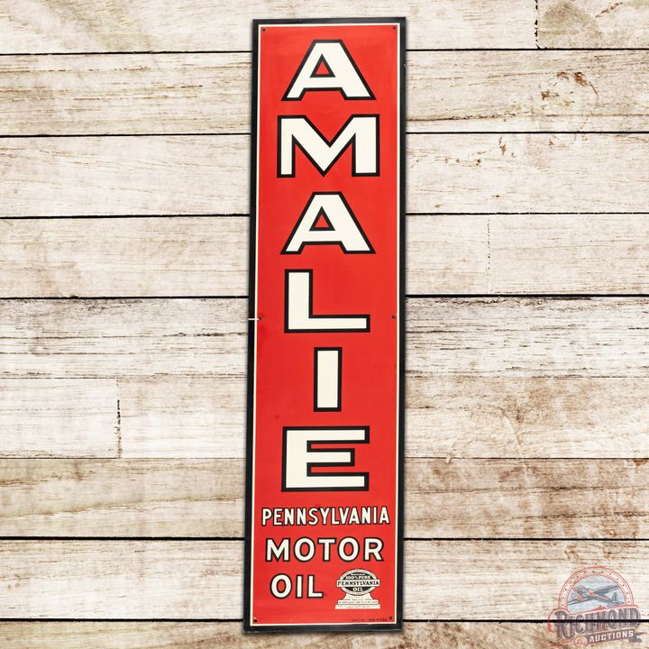 1950 Amalie Pennsylvania Motor Oil SST Sign w/ Seal Logo