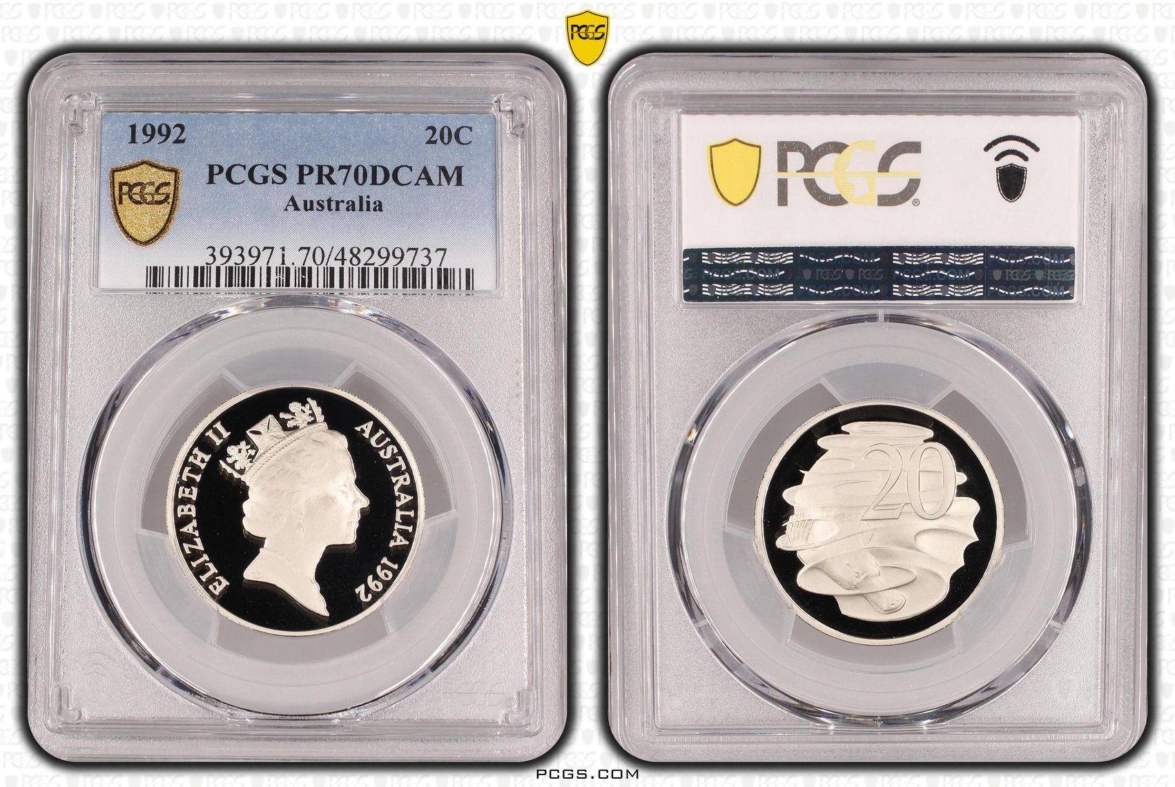 Twenty Cent, 1992, PCGS PR70DCAM