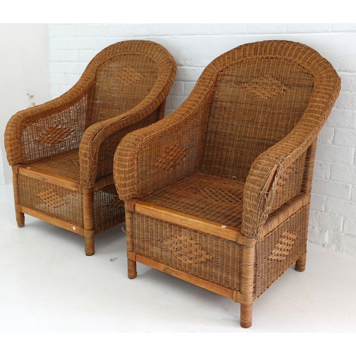 PAIR OF WICKER ARMCHAIRS