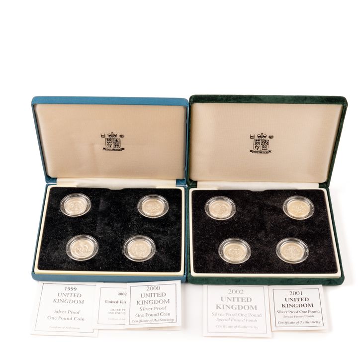 Great Britain, Royal Mint - Silver Proof , One Pound, 1999 - 2002, FDC