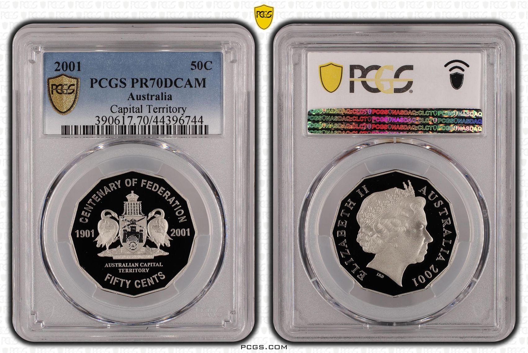 2001 Australian Fifty Cent, 50c Proof Capital Territory PCGS - PR70DCAM POP 44/0 -744