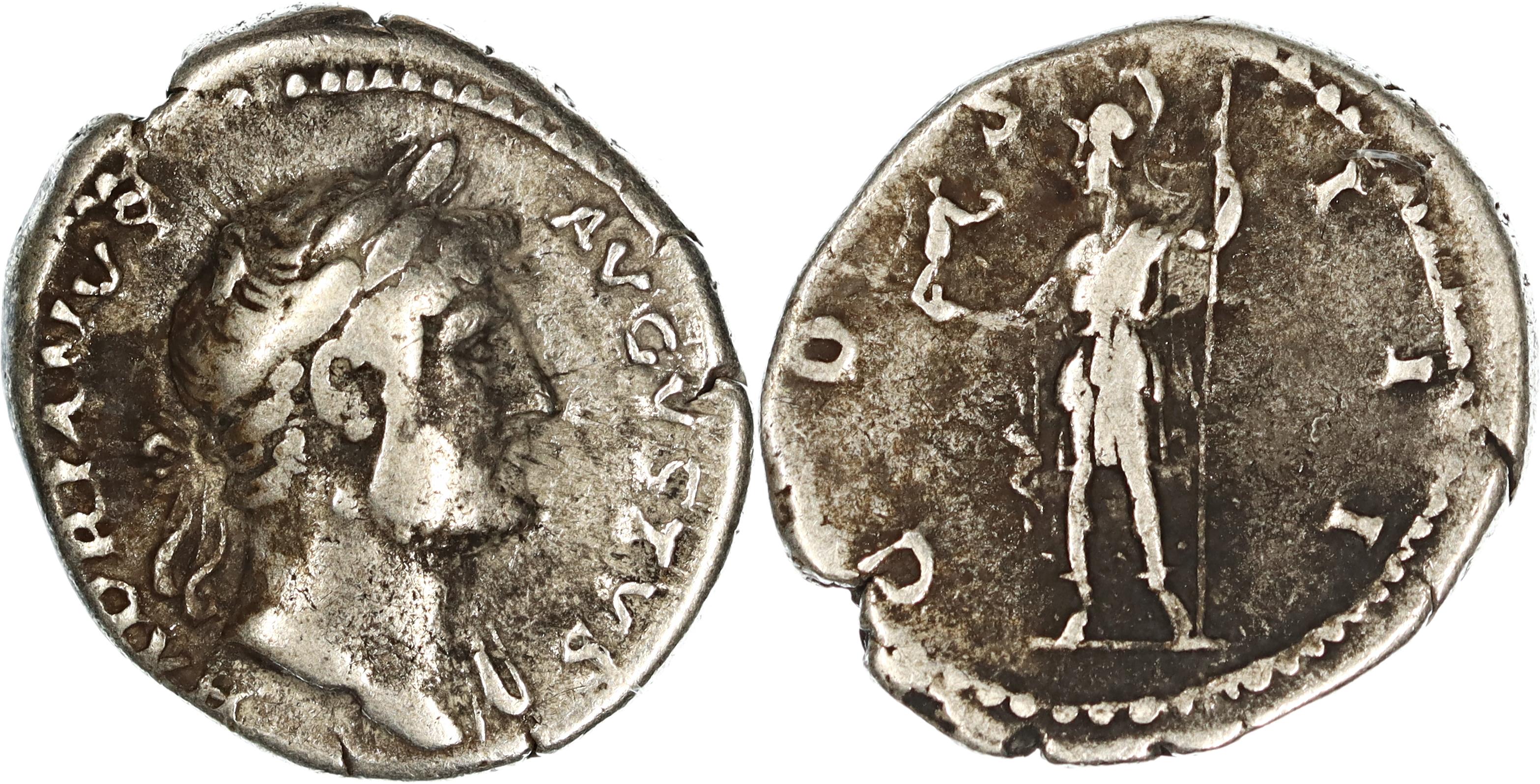 Roman Empire, Hadrian, Silver Denarius, 125-128 AD, nVF