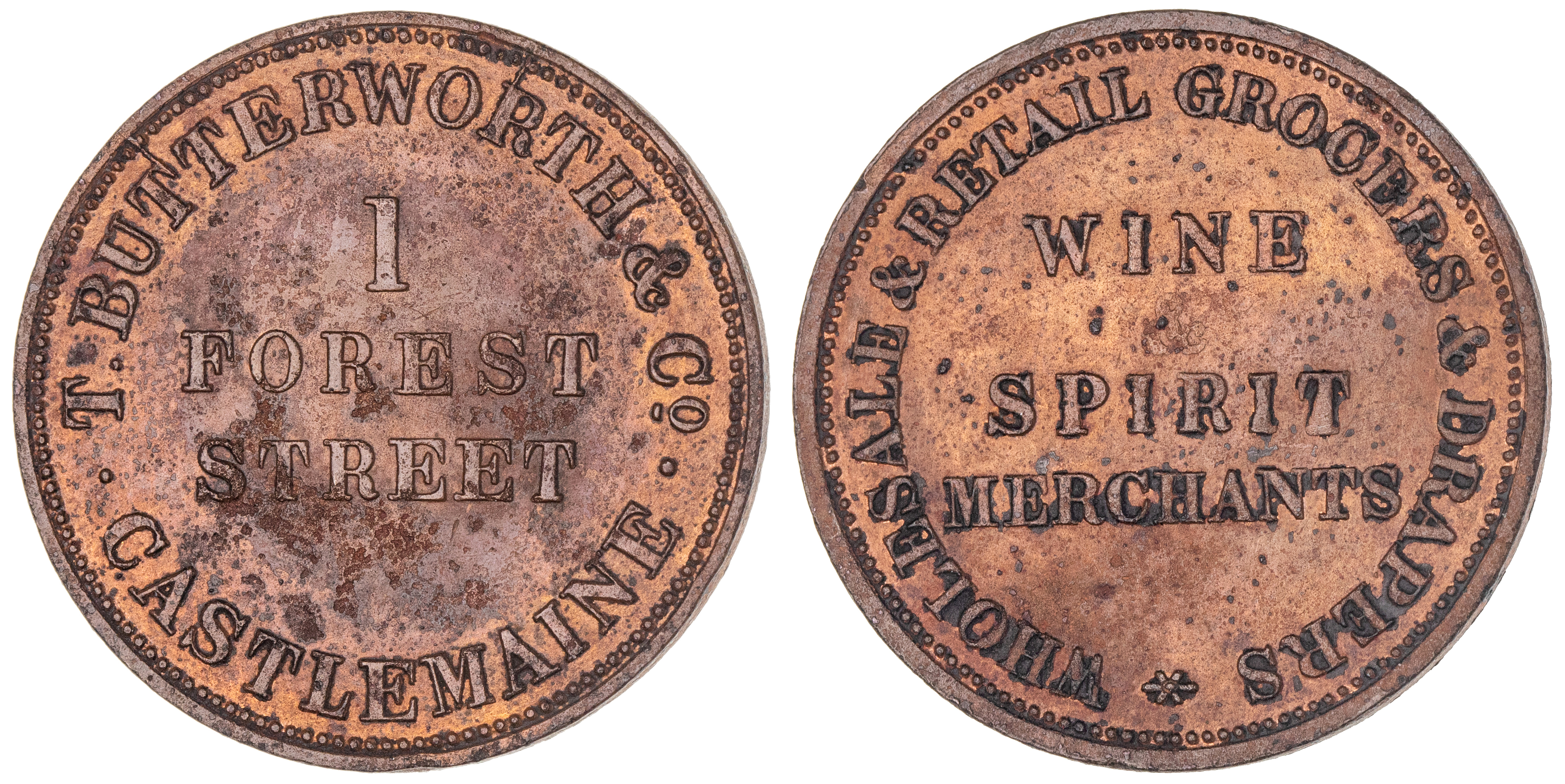 T. Butterworth & Co., Castlemaine, Vic., Penny, ND, EF