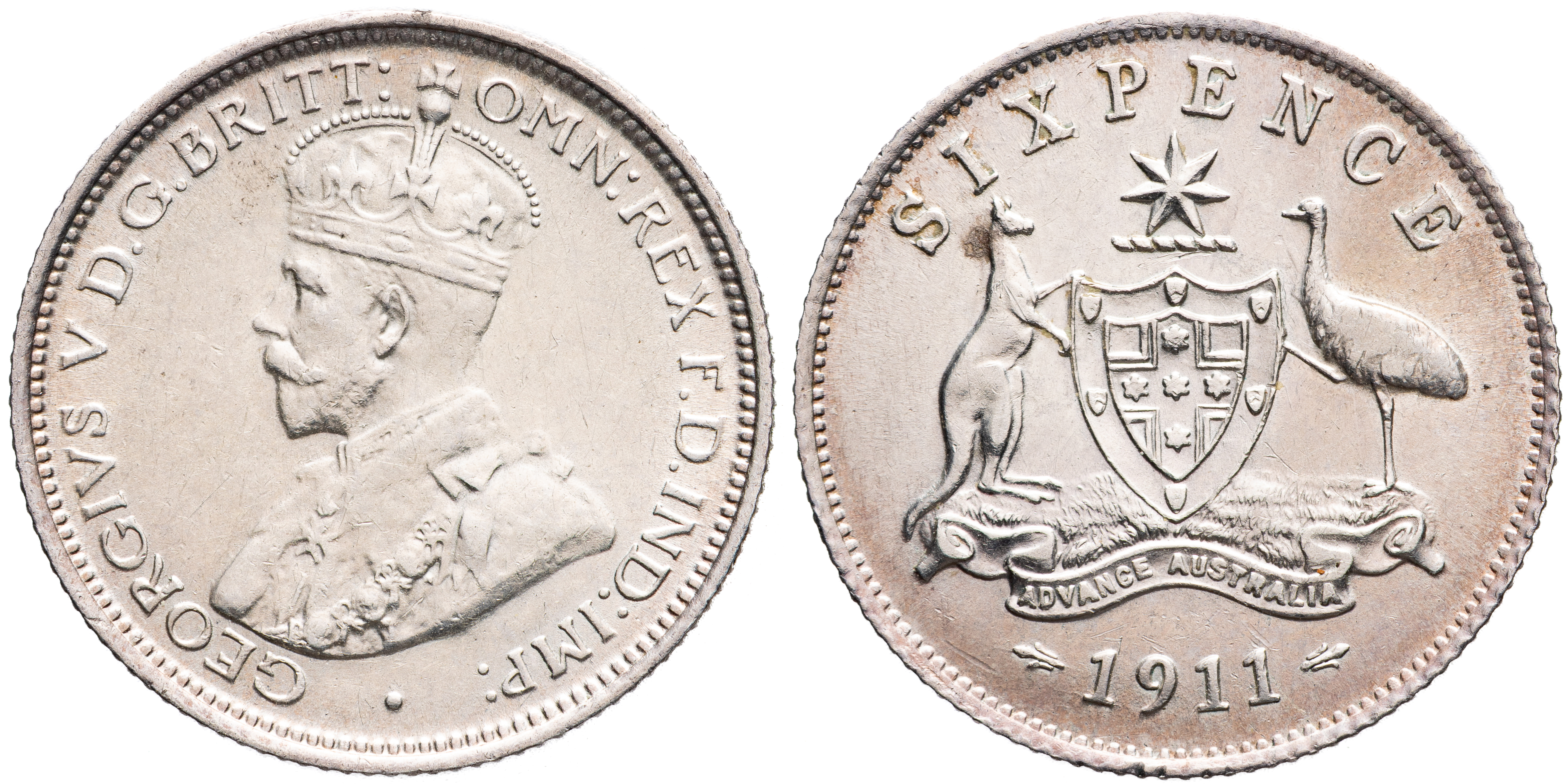 George V, Sixpence, 1911, gVF
