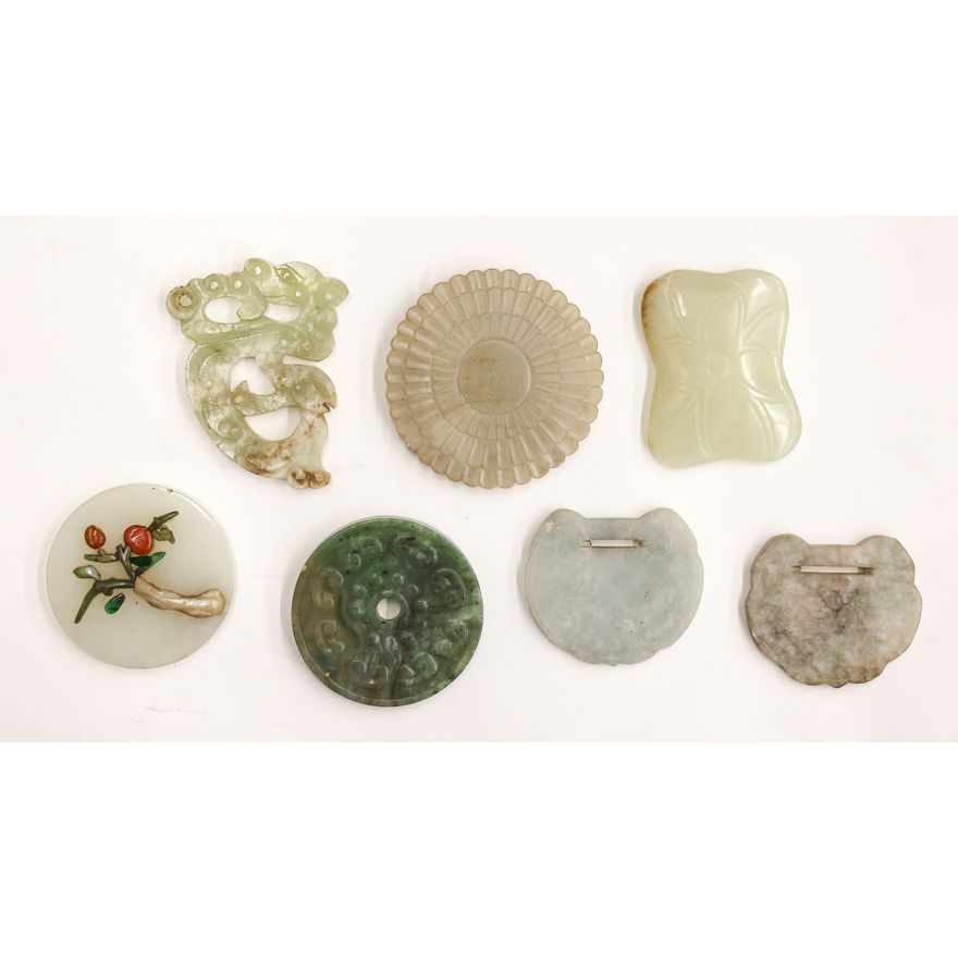 7pc Chinese Jade Pendants & Plaques