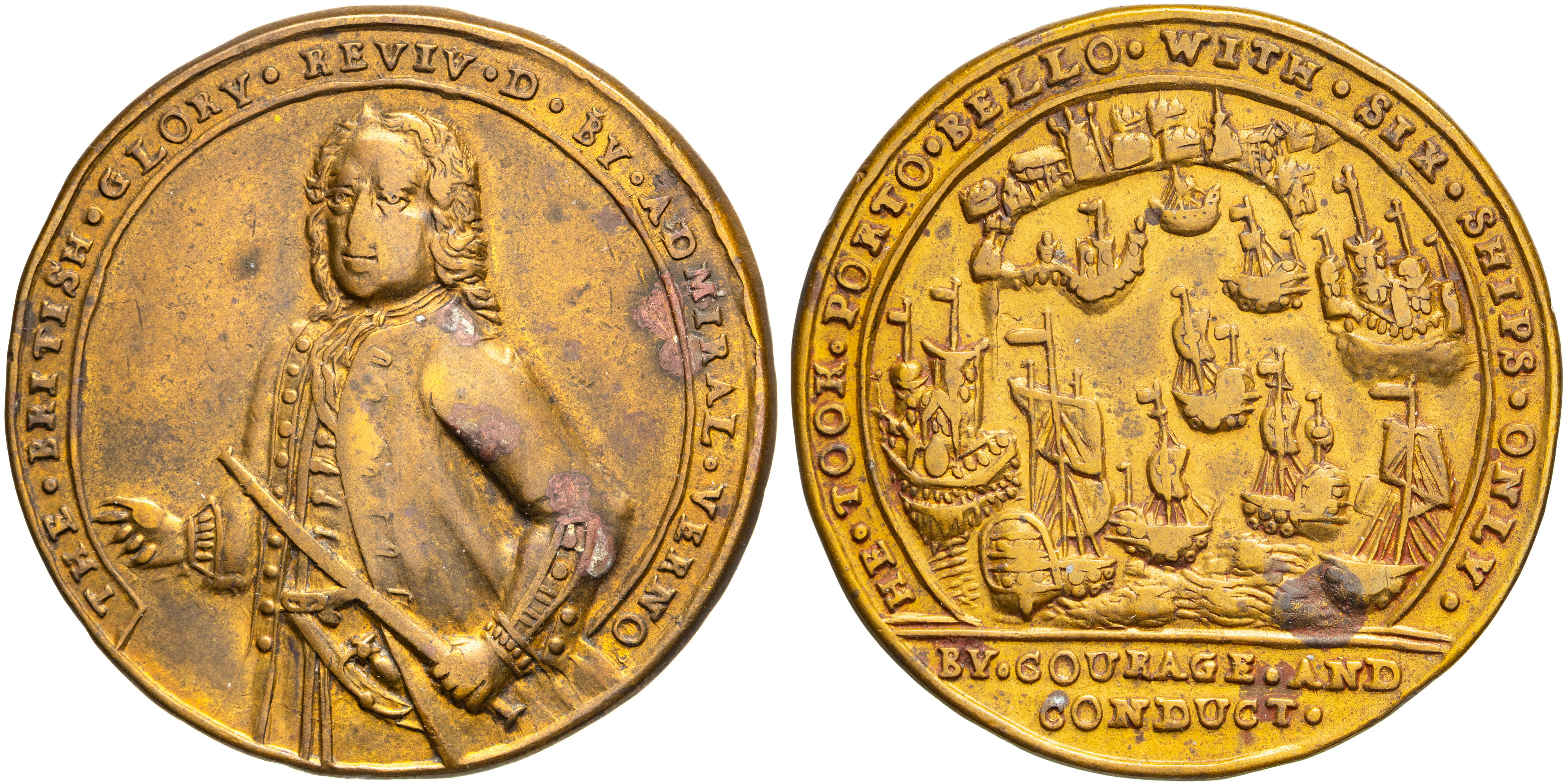 United States, Admiral Vernon, Porto Bello Taken Medal - Undated, 1739, gVF